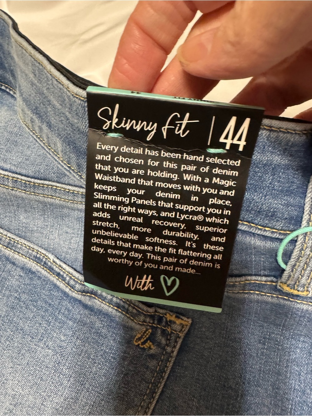 LuLaRoe, NWT Distressed Skinny Fit Light Blue Denim Jeans - Size 44